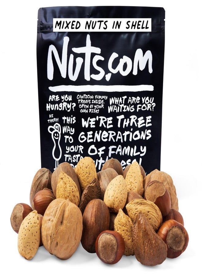 Nuts.com – Mixed Nuts in Shell – 2 Lb Bag, Healthy Snack Sampler, Includes Premium Walnuts, Almonds, Hazelnuts, Pecans & Brazil Nuts – Good Source of Protein, Fiber & Omega-3 - Image 1