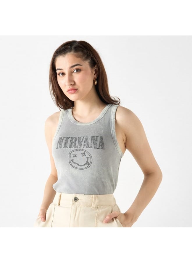 SP Characters Nirvana Embellished Round Neck Tank Top with Racerback  - Image 3