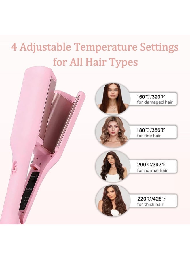 general Waver Curling Iron Hair Crimper, 1.25 Inch Ionic Wavy Hair Curler with Ceramic 2 Barrel, 4 Adjustable Temps, Anti-Scald, Fast Heating Crimper Hair Iron for Wide Deep Waves - Image 4