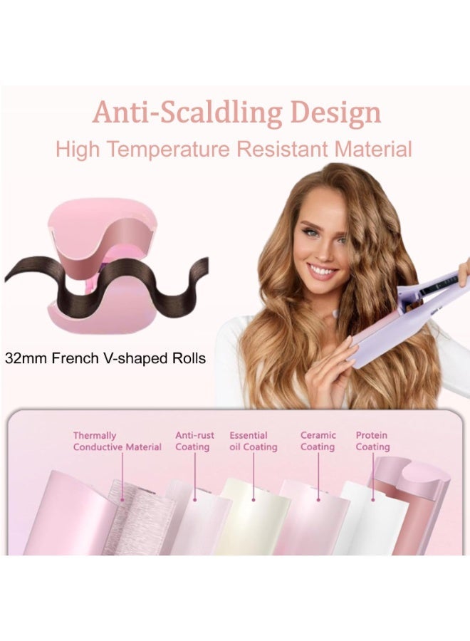 general Waver Curling Iron Hair Crimper, 1.25 Inch Ionic Wavy Hair Curler with Ceramic 2 Barrel, 4 Adjustable Temps, Anti-Scald, Fast Heating Crimper Hair Iron for Wide Deep Waves - Image 5