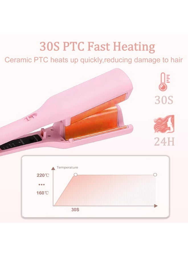 general Waver Curling Iron Hair Crimper, 1.25 Inch Ionic Wavy Hair Curler with Ceramic 2 Barrel, 4 Adjustable Temps, Anti-Scald, Fast Heating Crimper Hair Iron for Wide Deep Waves - Image 3