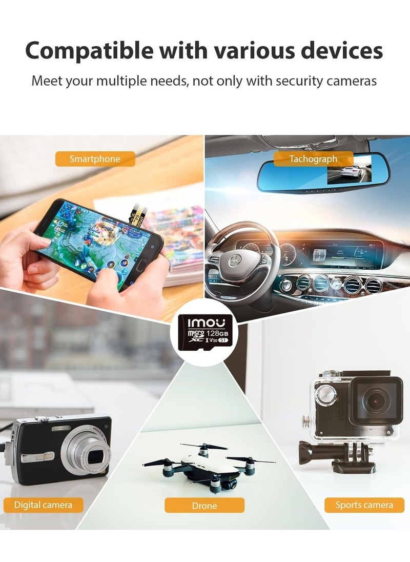 IMOU - Imou 128 GB Micro SD Card Class 10 Ultra High Speed up to 100MB/s UHS-I, Micro SD SDXC Card for Smartphone, Tablet, Security Camera, Switch, Game Consoles and etc. - Image 1