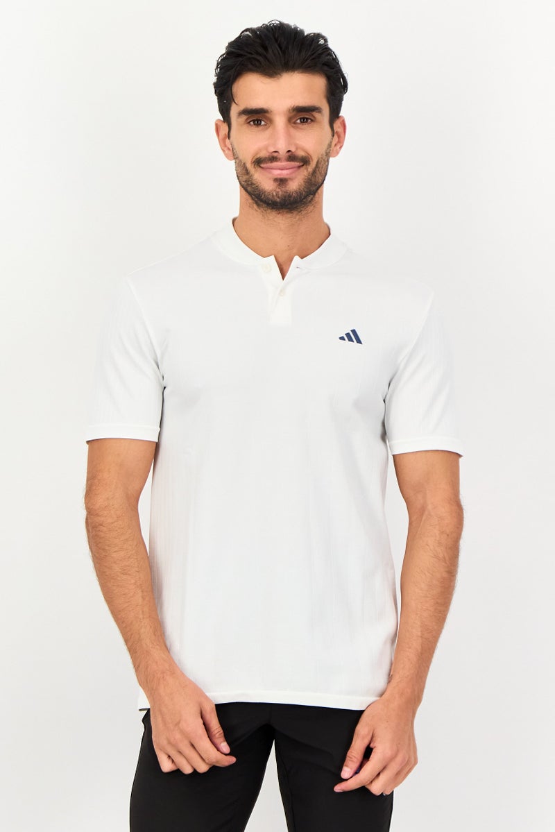 Adidas قميص بولو جولف قصير الأكمام للرجال، أبيض - Image 1