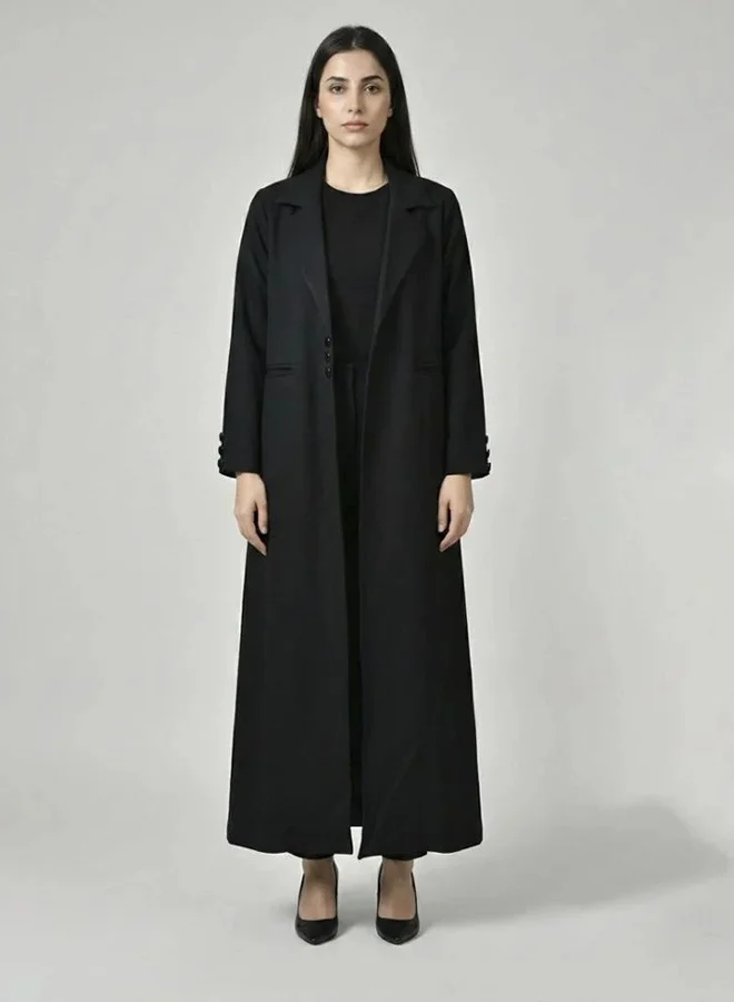 lamha abaya Blazer-style abaya with buttons on the sleeves and an inner lining