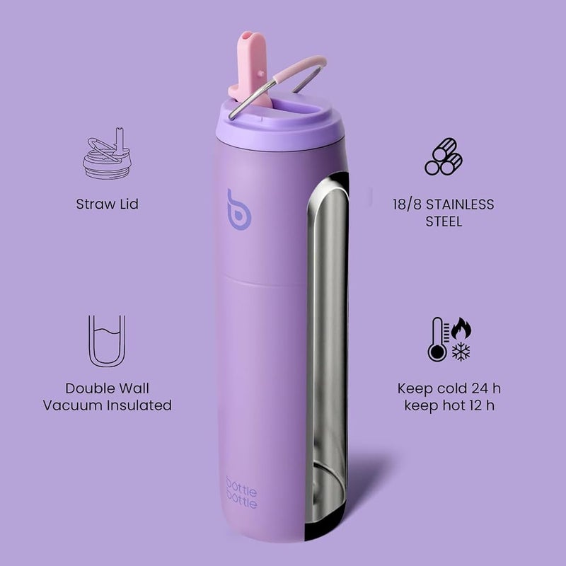 bottle bottle bottlebottle BOTTLE BOTTLE Stainless Steel Water Bottle with Straw Lid and Handle 32 oz Vacuum Insulated Water Bottle for Sports Travel Gym Hiking, Leak-Proof Wide Mouth Water Bottles for Men,violet - Image 2