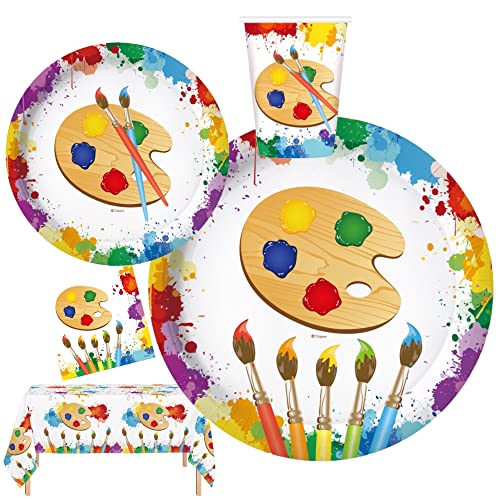 Oojami Serves 24 Art Birthday Party Supplies Includes PlatesNapkinsTable Covers Ideal for Art Party Birthday Theme Party Decor - Image 1