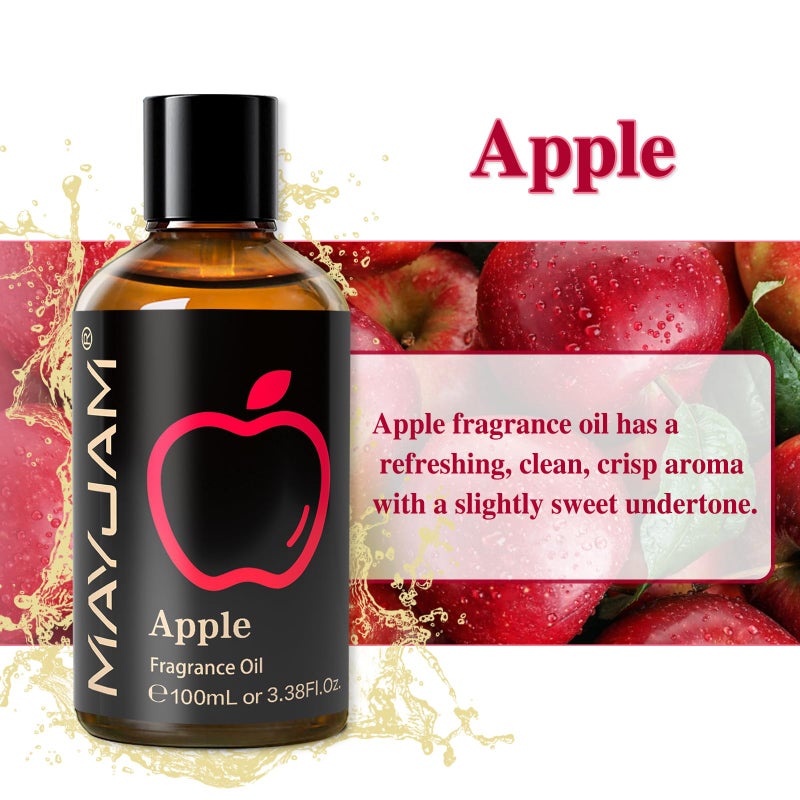 MAYJAM 100ML/3.38FL.OZ Apple Fragrance Oils with Glass Dropper, Essential Oils for Diffusers for Home, Long Lasting Scented Oils for Diffusers Soap Candle Making - Image 4
