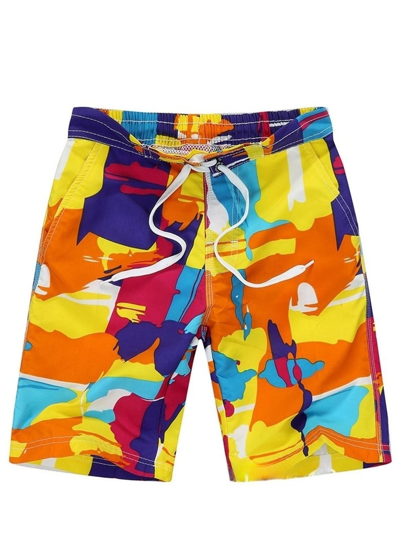 Loquat Printed Beach Shorts For Children Orange  - Image 1