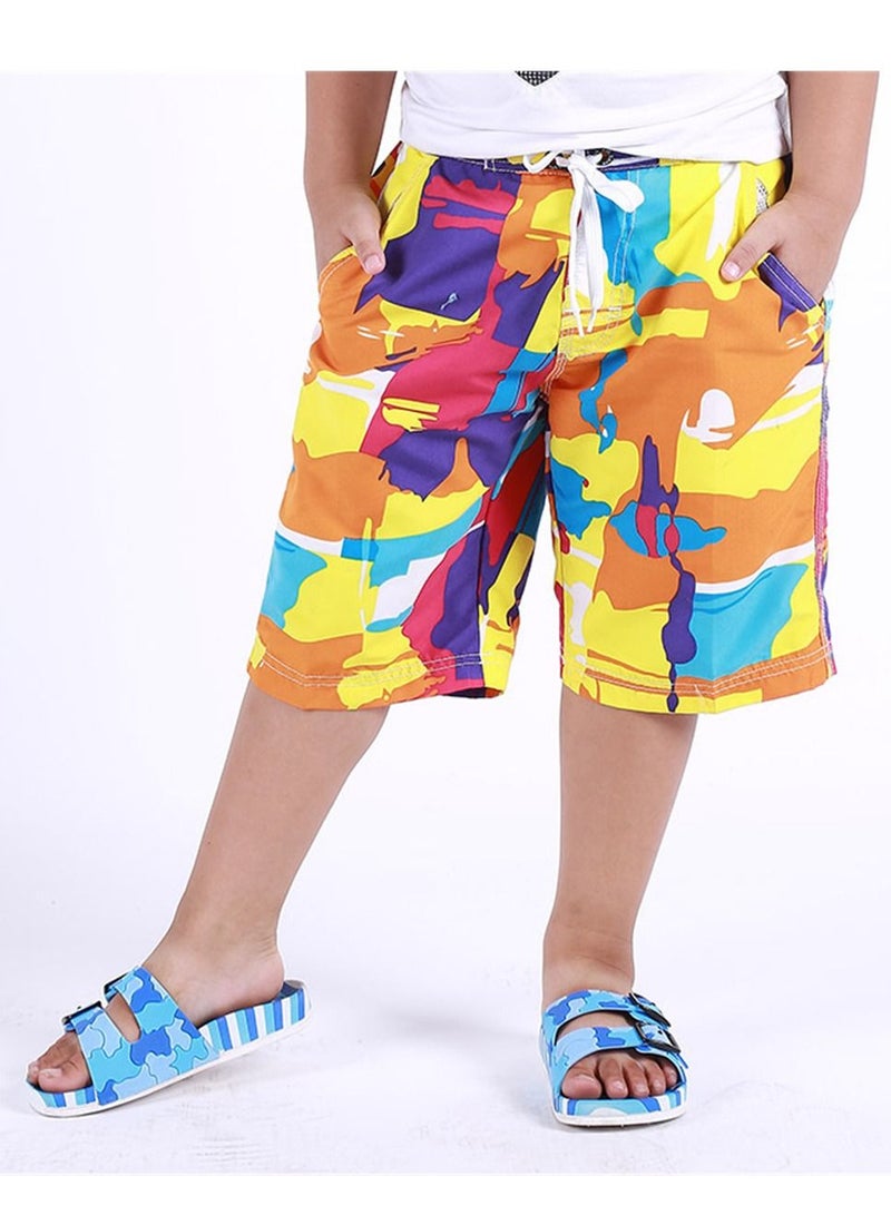 Loquat Printed Beach Shorts For Children Orange  - Image 2