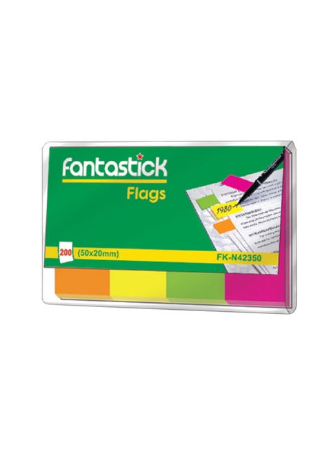 200-Piece Index Tab Flags 50x20mm Size Multicolour