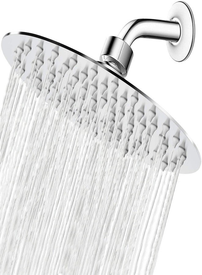 Ontap 8-Inch Round Rain Shower Head | Ultra-Thin SS304 Stainless Steel Overhead Shower | High Pressure Wall & Ceiling Mount Bathroom Fitting | Chrome Finish (Without Arm) - Image 1