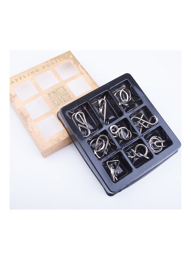 9-Piece Metal Wire IQ Brain Teaser Puzzles Set - Image 5