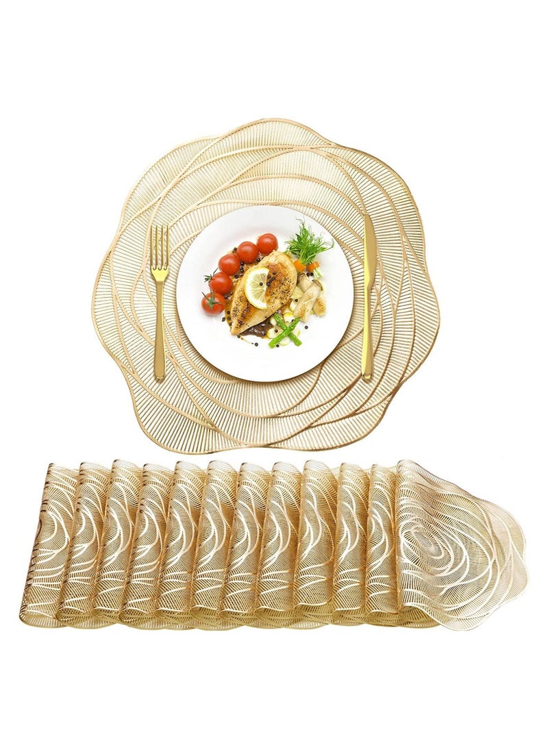 SYOSI 12Pcs Round Pressed Vinyl Placemats Rose Gold Metallic Place Mat Coaster Including and Coasters Slip Resistant Table Mats for Dining Kitchen Decor - Image 1