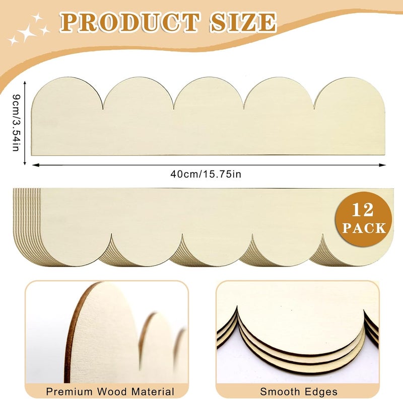 شريط تزيين خشبي غير منتهي - 40 سم × 9 سم 12 قطعة، تصميم DIY مرن، لون خشبي طبيعي، شريط تزيين تاجي لتزيين الجدران والسقوف والأثاث في المنزل - Image 3