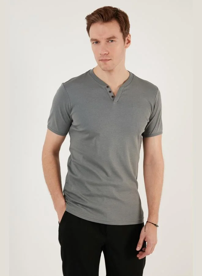 Buratti  Buratti Cotton V-Neck Slim Fit T-Shirt Men's T-Shirt 5902122 for Men | Best Price UAE