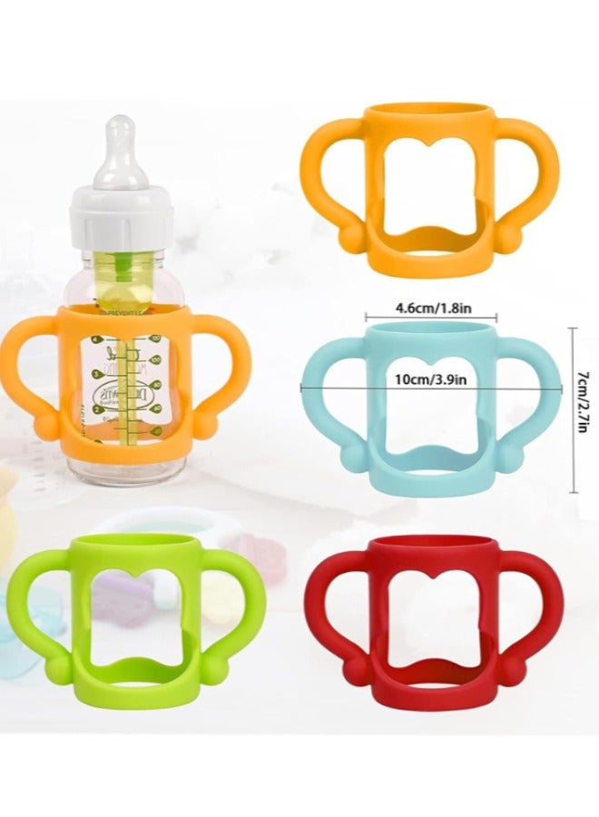 Baby Silicone Bottle Handles, 4 Pack Soft Silicone Bottle Handles Baby Bottle Holder for Baby Self Feeding Curved Lightweight Handle Easy for Baby's Small Hands to Grasp Suitable for Bottle - Image 2