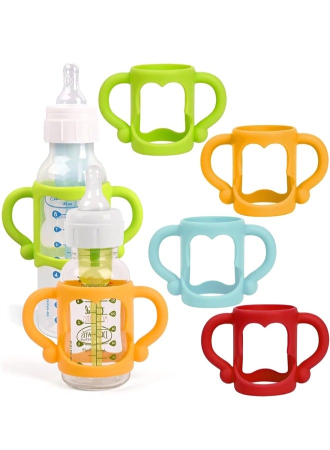 Baby Silicone Bottle Handles, 4 Pack Soft Silicone Bottle Handles Baby Bottle Holder for Baby Self Feeding Curved Lightweight Handle Easy for Baby's Small Hands to Grasp Suitable for Bottle - Image 1