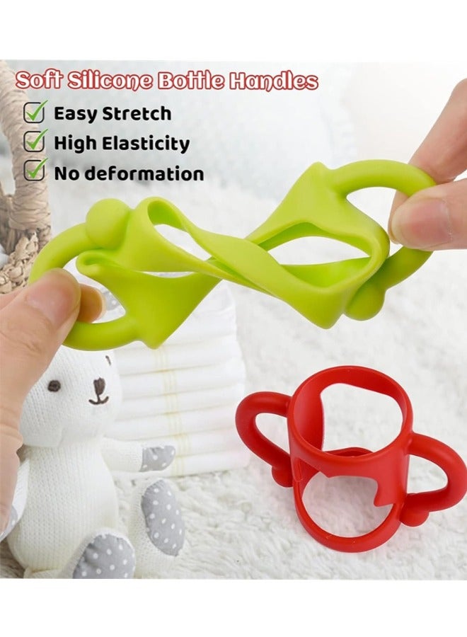 Baby Silicone Bottle Handles, 4 Pack Soft Silicone Bottle Handles Baby Bottle Holder for Baby Self Feeding Curved Lightweight Handle Easy for Baby's Small Hands to Grasp Suitable for Bottle - Image 3