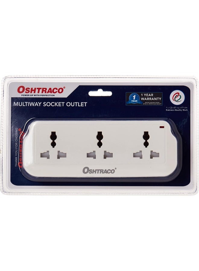Oshtraco 3 Way Universal Multi Socket, White - Image 1