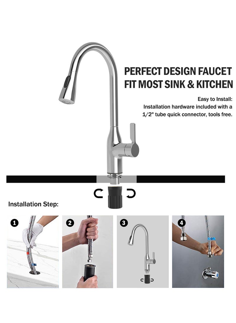 Jomoo - 360° Rotating Kitchen Faucet with 2 Sprayer Modes, Water Saving Sink Tap, Chrome - Image 1
