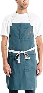 Caldo Daily Cotton Kitchen Apron for Cooking- Mens and Womens Professional Chef or Server Bib Apron - Adjustable Straps - Image 1