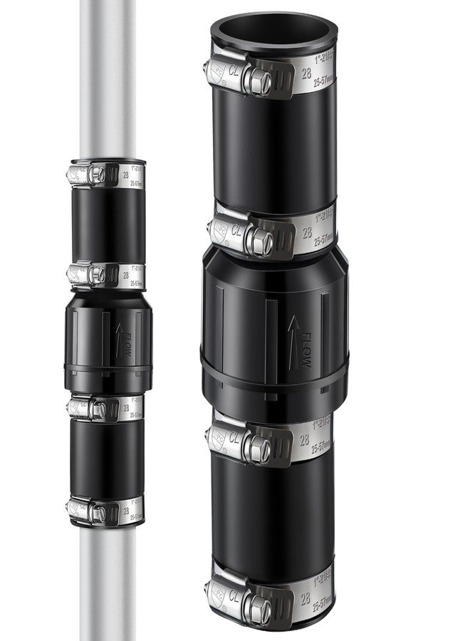 Threlaco 1 Pack Sump Pump Check Valve Fit 1-1/2 inch and 1-1/4 inch Pipe, Check Valve with 4 Pcs Stainless Steel Hose Clamps for Sump Pump Life Expectancy Increase - Image 1
