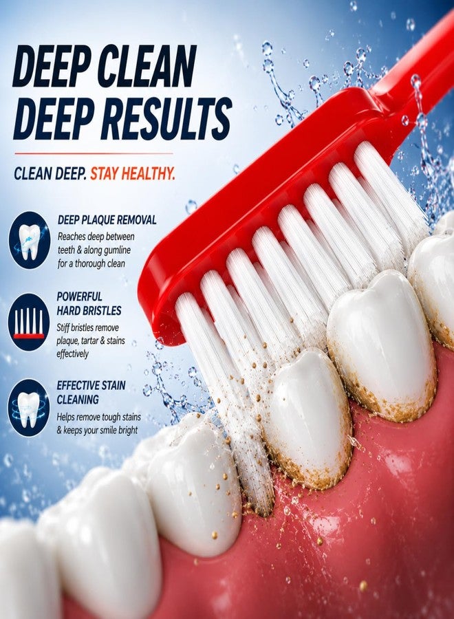 MAXI Angular Hard Toothbrush | Helps Improve Gum Health | Deep Plaque & Stain Removal | Manual Hard Bristles Tooth Brush | Multicolor Value Pack of 12 - Image 2
