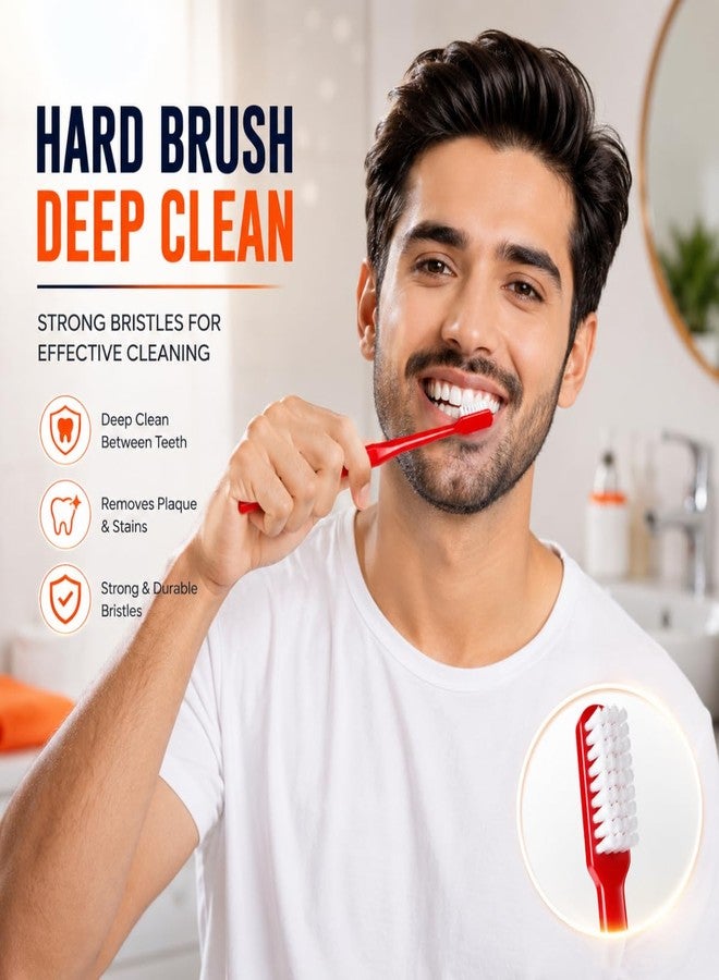 MAXI Angular Hard Toothbrush | Helps Improve Gum Health | Deep Plaque & Stain Removal | Manual Hard Bristles Tooth Brush | Multicolor Value Pack of 12 - Image 3