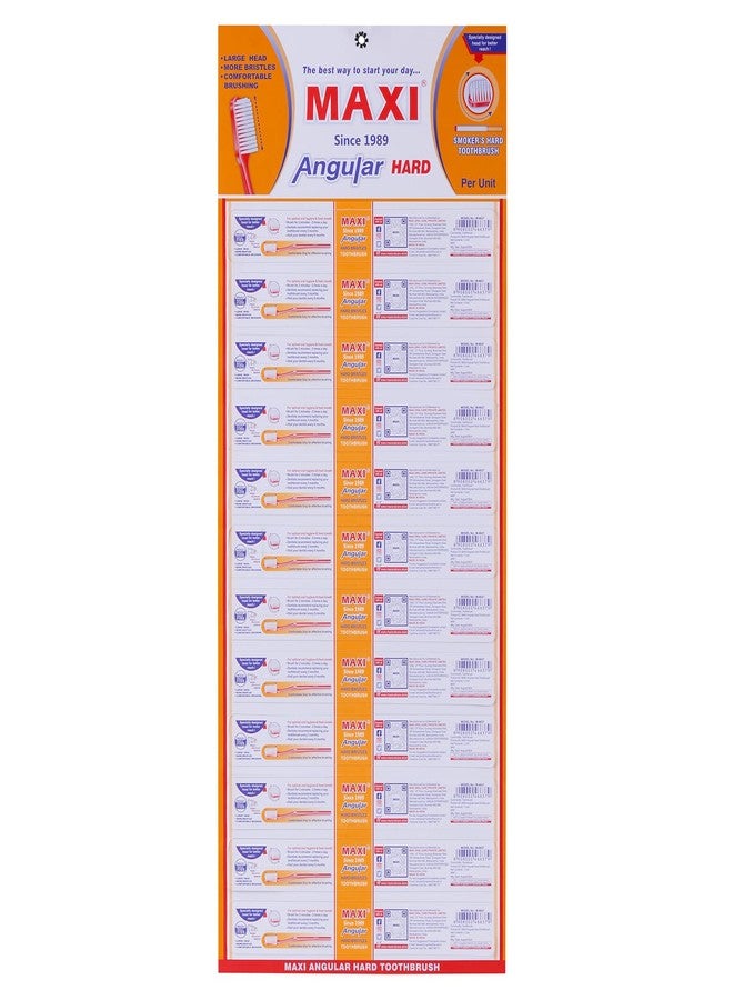 MAXI Angular Hard Toothbrush | Helps Improve Gum Health | Deep Plaque & Stain Removal | Manual Hard Bristles Tooth Brush | Multicolor Value Pack of 12 - Image 4