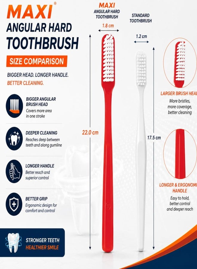 MAXI Angular Hard Toothbrush | Helps Improve Gum Health | Deep Plaque & Stain Removal | Manual Hard Bristles Tooth Brush | Multicolor Value Pack of 12 - Image 5