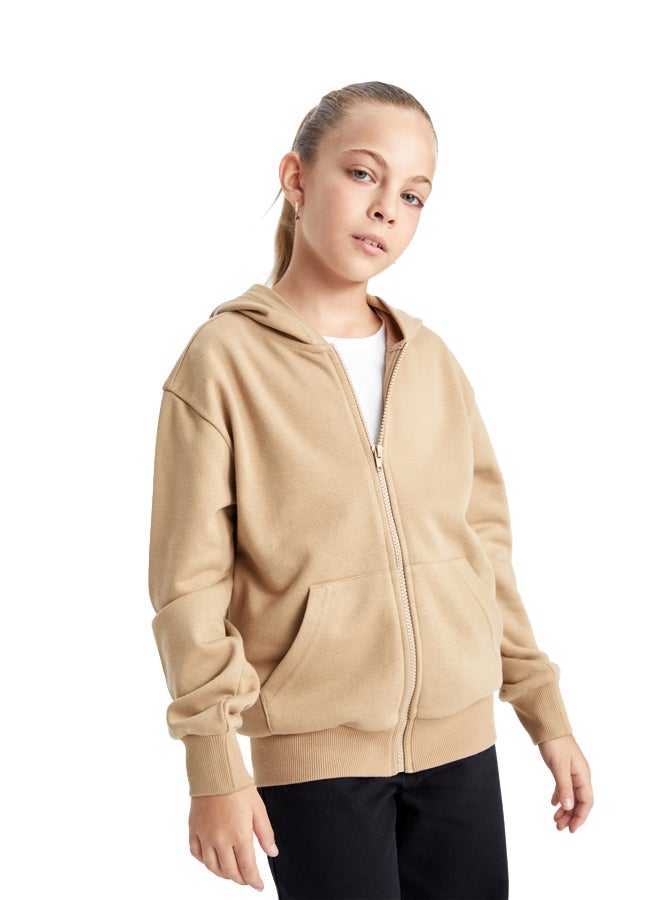 DeFacto Girl Regular Fit Hooded Long Sleeve Knitted Cardigan  - Image 1
