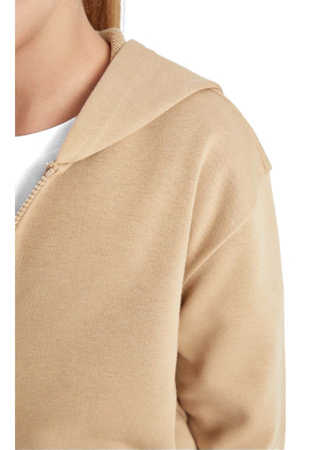 DeFacto Girl Regular Fit Hooded Long Sleeve Knitted Cardigan  - Image 5