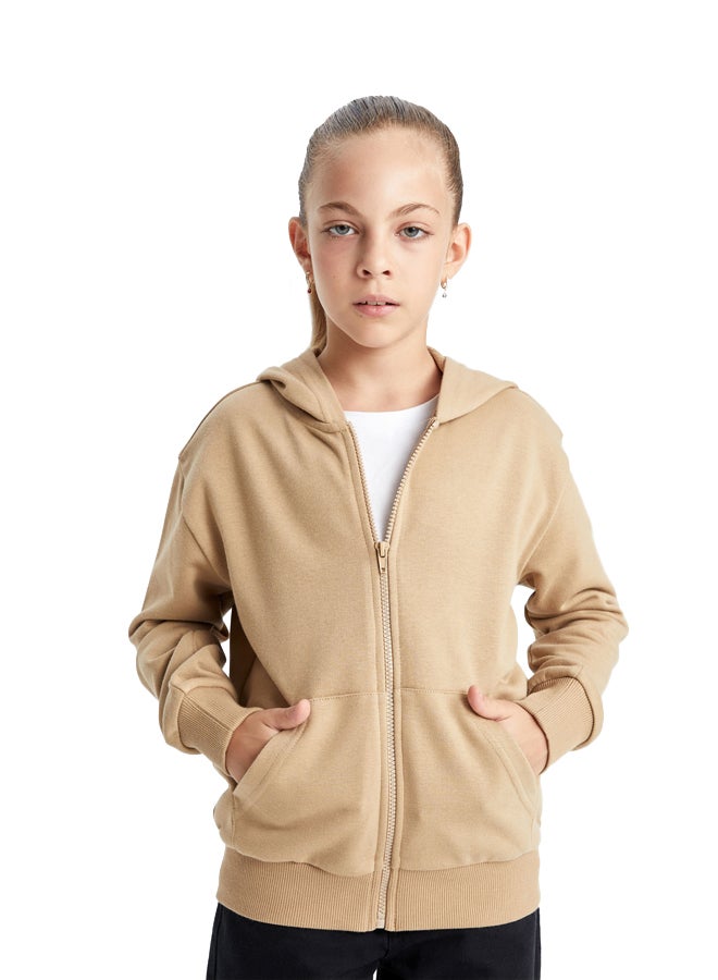 DeFacto Girl Regular Fit Hooded Long Sleeve Knitted Cardigan  - Image 3