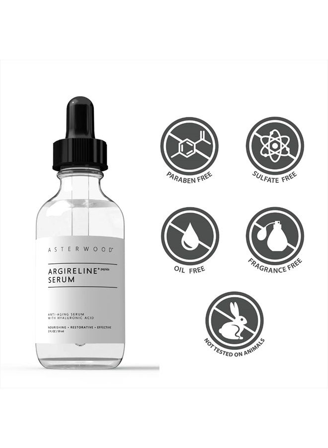 Asterwood Naturals Asterwood Argireline Peptide w/Hyaluronic Acid Serum Face Care, Anti Wrinkle Face Serum, Dark Spot Remover & Face Brightening Serum, Facial Skin Care Products, 2 oz Glass Bottle - Image 2