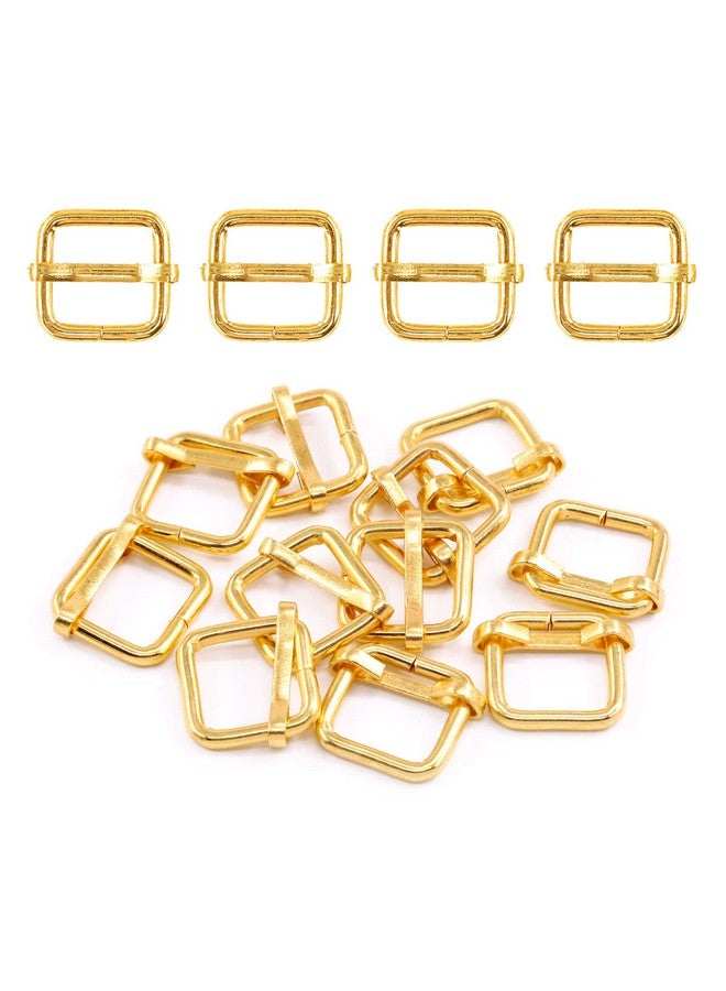 Swpeet Swpeet 60Pcs 5/8 Inch - 15mm Gold Metal Rings Metal Rectangle Adjuster Triglides Slides Buckle, Roller Pin Buckles Slider Strap Adjuster Keychains for Belt Bags DIY (Gold, 5/8 Inch)  - Image 1