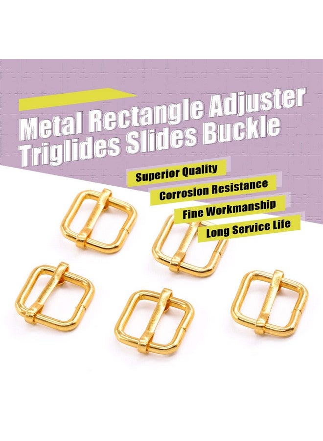 Swpeet Swpeet 60Pcs 5/8 Inch - 15mm Gold Metal Rings Metal Rectangle Adjuster Triglides Slides Buckle, Roller Pin Buckles Slider Strap Adjuster Keychains for Belt Bags DIY (Gold, 5/8 Inch)  - Image 3