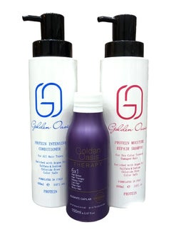 Golden Oasis Therapy Set Liss Protein150ML With Shampoo 400 Ml And Conditioner 400 Ml For Daily Hair Care After Protein  - Image 1