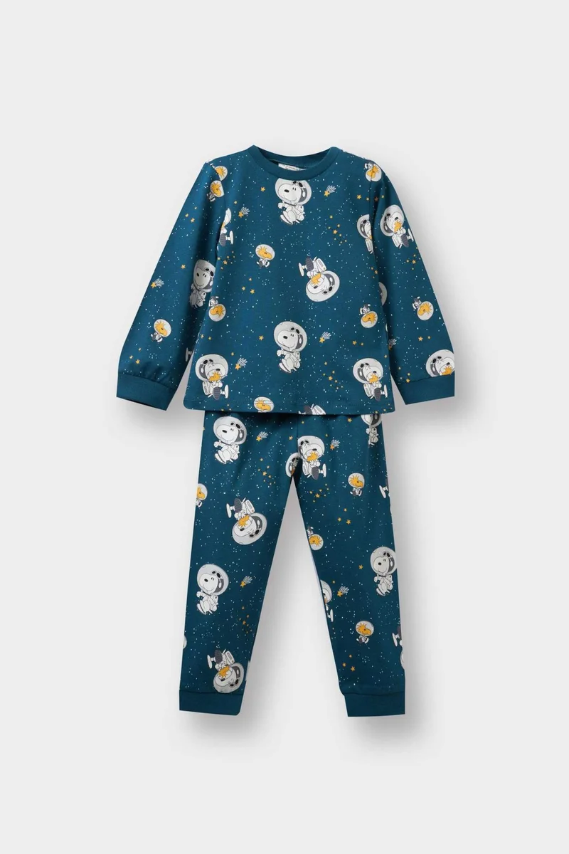 Defacto Baby Boy Snoopy Combed Top Bottoms 2 Piece Pajama Set