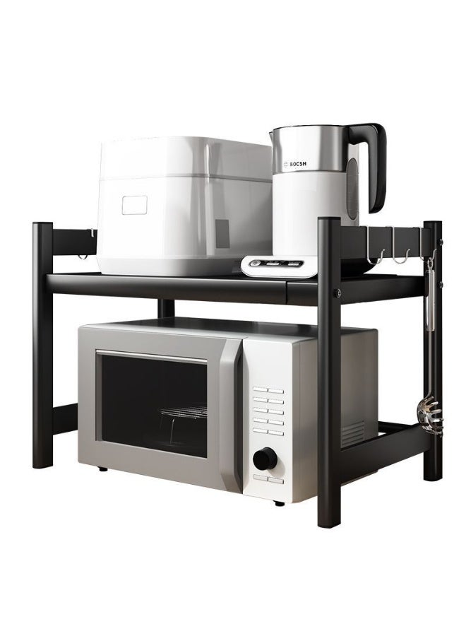 لوبيتيز ميكروويف فرن رف 2 طبقة ميكروويف standm المنظم، المعدن القابل للتوسع على طول التلسكوبي الارتفاع القابل للتعديل وقف لأجهزة المطبخ على سطح المقعد أدوات الميكروويف تخزين أدوات الطاولة (مع 6 خطائص) - Image 1