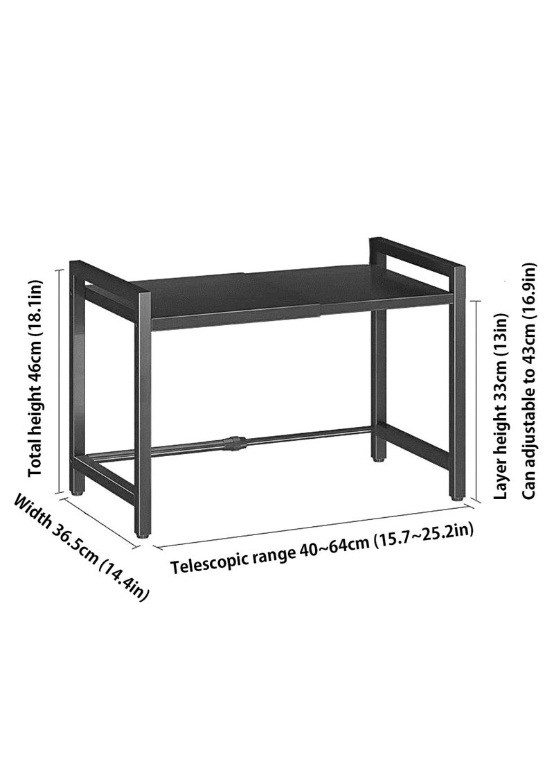 لوبيتيز ميكروويف فرن رف 2 طبقة ميكروويف standm المنظم، المعدن القابل للتوسع على طول التلسكوبي الارتفاع القابل للتعديل وقف لأجهزة المطبخ على سطح المقعد أدوات الميكروويف تخزين أدوات الطاولة (مع 6 خطائص) - Image 4