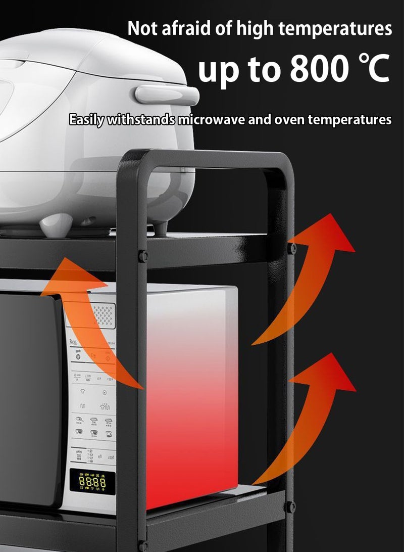 لوبيتيز ميكروويف فرن رف 2 طبقة ميكروويف standm المنظم، المعدن القابل للتوسع على طول التلسكوبي الارتفاع القابل للتعديل وقف لأجهزة المطبخ على سطح المقعد أدوات الميكروويف تخزين أدوات الطاولة (مع 6 خطائص) - Image 5