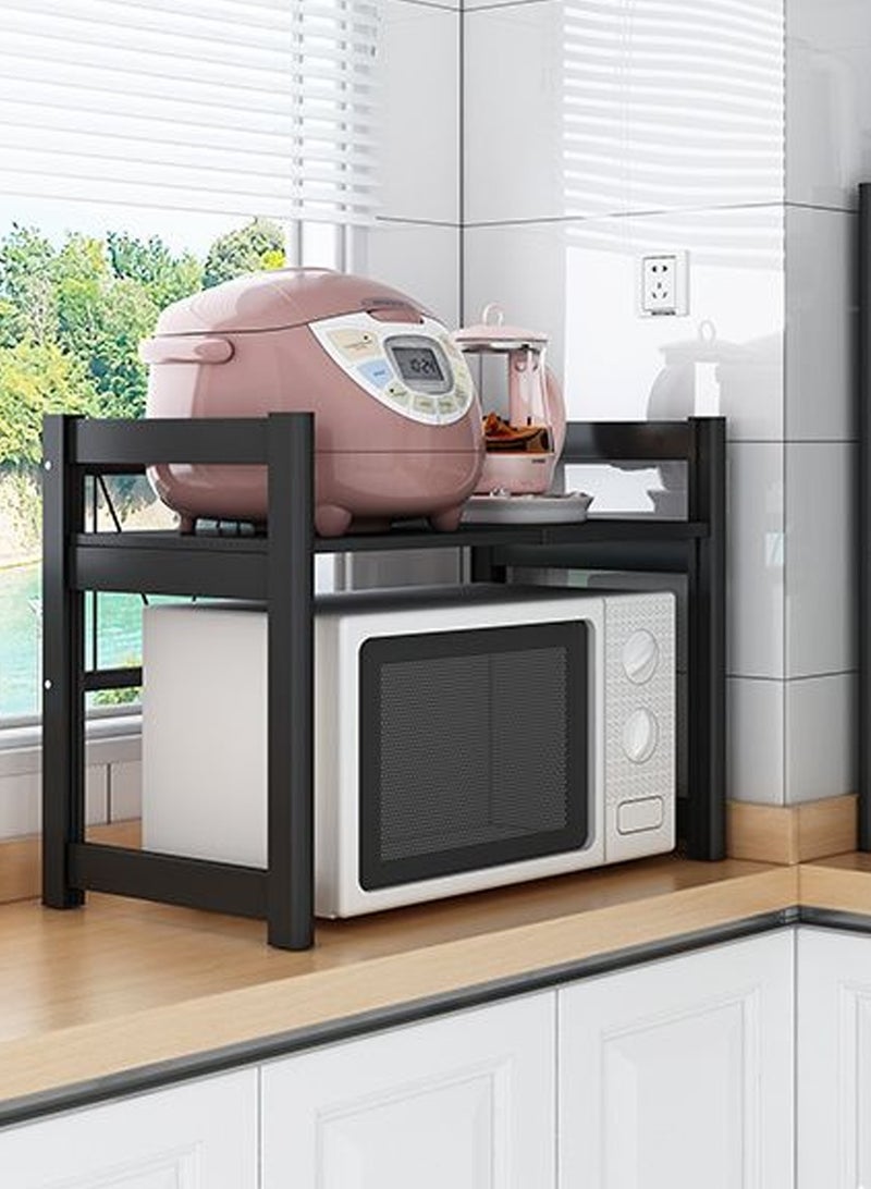 لوبيتيز ميكروويف فرن رف 2 طبقة ميكروويف standm المنظم، المعدن القابل للتوسع على طول التلسكوبي الارتفاع القابل للتعديل وقف لأجهزة المطبخ على سطح المقعد أدوات الميكروويف تخزين أدوات الطاولة (مع 6 خطائص) - Image 2