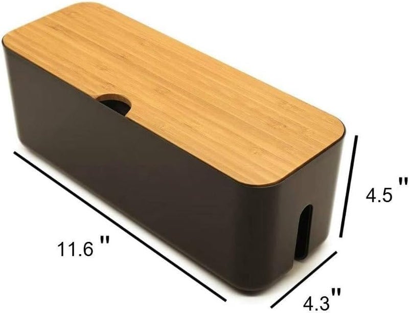 Sourcemall 2 Pieces Cable Management Box|Cord Organizer Box| Hide and Conceal Power Strips and Electrical Cords from TVs, Computers, and Desks (Black 2PCS) - Image 3