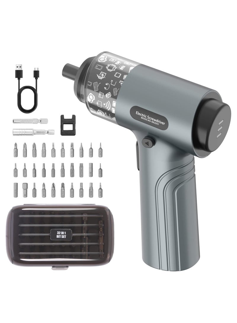 Portable Professional Cordless Screwdriver 35 in 1 Electric Screwdriver with 30 Bits Precision Power Screwdriver Set Power Repair Kit with LED Lights for Laptop Camera Household Appliances  - Image 1