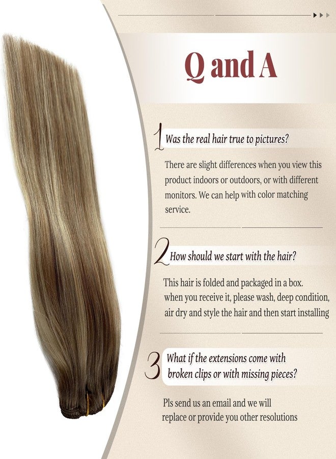 Licoville Clip in Hair Extensions Real Human Hair 7PCS 20 Inch Clip ins Balayage Ash Brown to Bleach Blonde Human Hair Extensions Seamless Fine Remy Brown and Blonde Ombre Highlight Extensions Clip in - Image 5