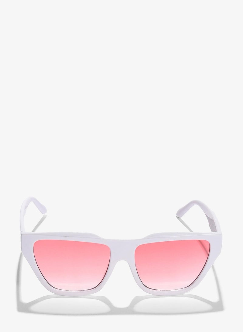 Haute Sauce Pink Lens White Cateye Sunglasses - Image 1
