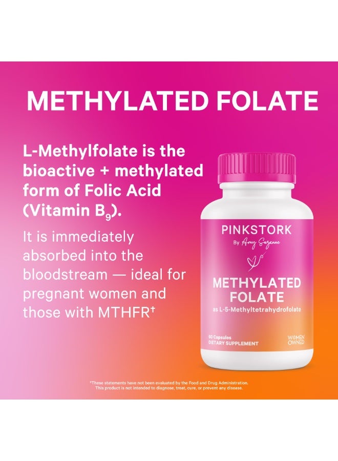 Pink Stork Methylated Folate as L-5-Methyltetrahydrofolate, 60 Capsules, Dietary Supplement - Image 2