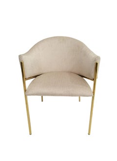 VANITY LIVING VANITY LIVING Modern Armchair with Cream Velvet Fabric, 79.5cm Accent Dining Room Chair For Bedroom, Guest Lounge & Living Room Furniture with Gold Metal Legs  - Image 4