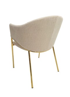 VANITY LIVING VANITY LIVING Modern Armchair with Cream Velvet Fabric, 79.5cm Accent Dining Room Chair For Bedroom, Guest Lounge & Living Room Furniture with Gold Metal Legs  - Image 2