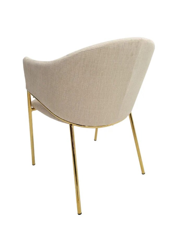 VANITY LIVING VANITY LIVING Modern Armchair with Cream Velvet Fabric, 79.5cm Accent Dining Room Chair For Bedroom, Guest Lounge & Living Room Furniture with Gold Metal Legs  - Image 2